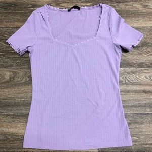 Shein Lace Trim Fitted T-shirt